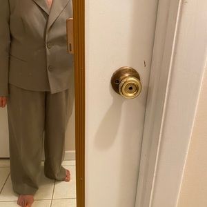 Women’s sage, green suit, 18 W, by Raffaella